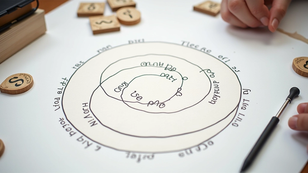 Visual diagram of layered mystery plot structure showing surface narrative, deductive layer, and hidden architecture in interconnected circles