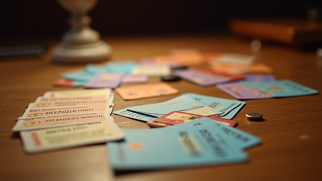 Spread of colorful game role cards displayed on wooden surface with clear text labels and symbols